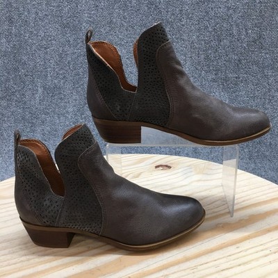 Lucky Brand Boots Womens 7 M Belgon V-Cut Slip On Ankle Bootie Gray Leather