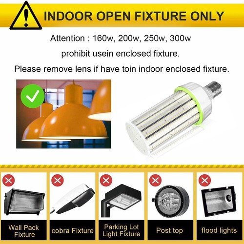 250W LED Corn Bulb 5000K Daylight For Warehouse Garage Church Supermarket Light - Picture 2 of 14