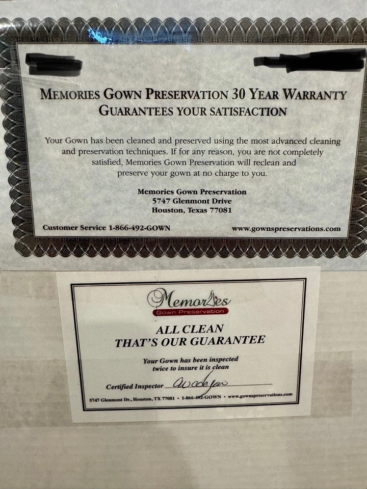 Oleg Cassini Satin Lace Strapless Wedding Dress CWG594 -  Cleaned - Image 3 of 3