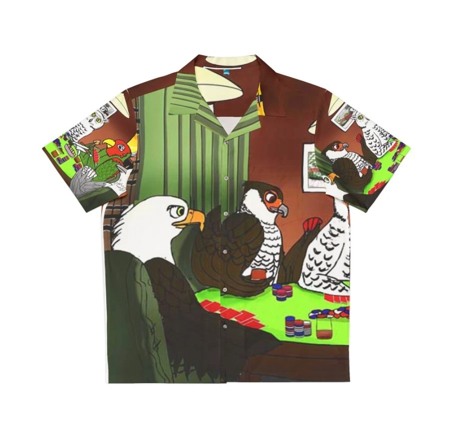 “Birds playing poker” Men’s Hawaiian Shirt (AOP)