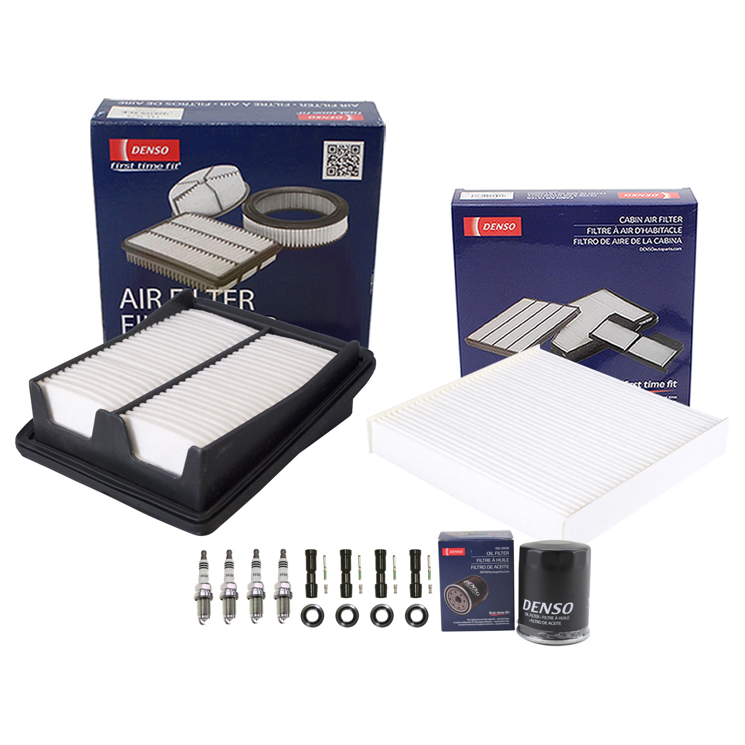 Denso Tune Up Kit NGK 4 Spark Plugs  Boots Kit for Honda Fit 1.5 L4 L15A1 07-08