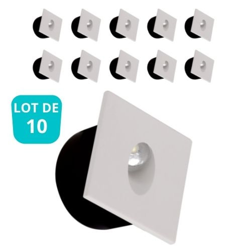 Spot LED pour couloir sombre lot de 10 carrés blancs 3W lumière sans reflets