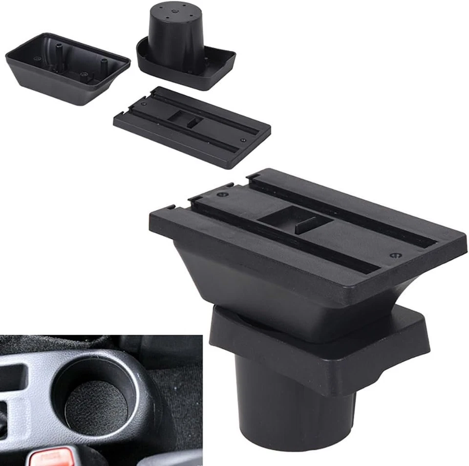 Caja reposabrazos para Toyota Yaris Vitz Hatchback 2006-2011 doble capa con puertos USB Foto 2 de 4