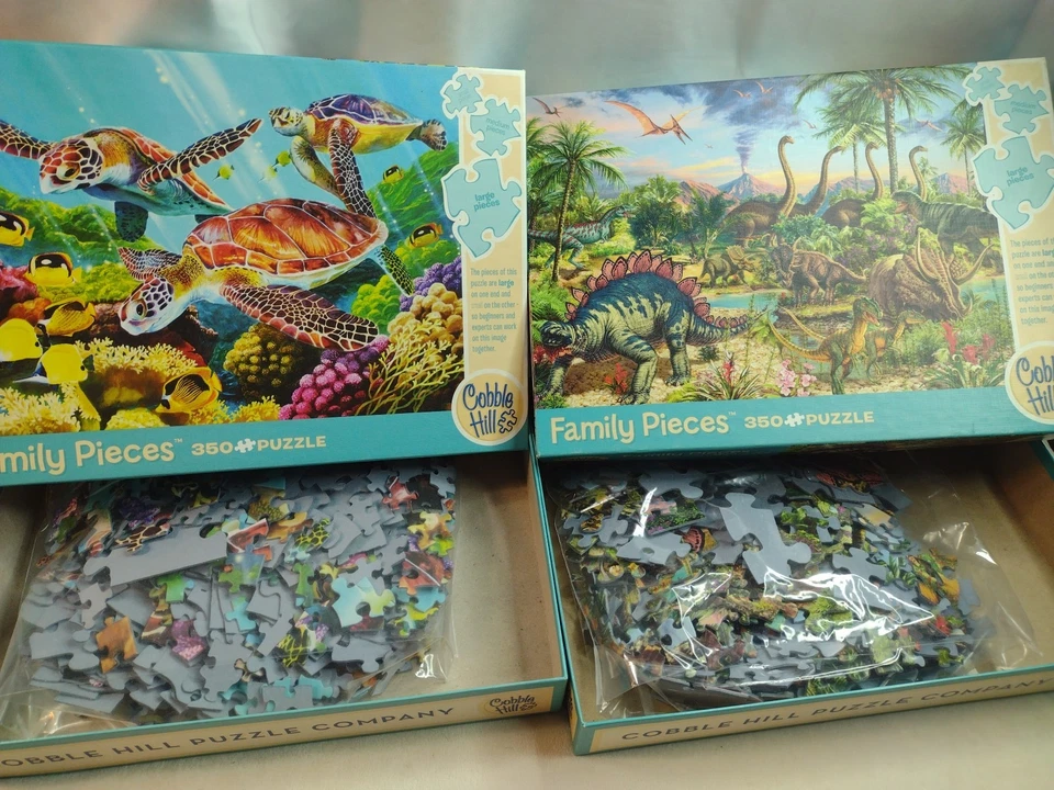 Cobble Hill Family Puzzles 2 Molokini Current & Prehistoric Party 350p Complete - Image 4 of 4