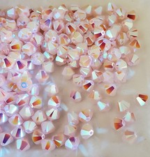 Vintage Swarovski 5301 6mm bicone beads, Rose Alabaster AB2X 12pcs 
