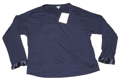 NWT PJ Harlow Izzy French Terry Sweatshirt With Satin Cuffs Medium Retail $68.00