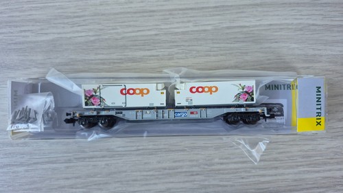 Minitrix 15494 Containertragwagen coop 'Edellieschen' - Sonderserie, neuwertig | Condition: Neu