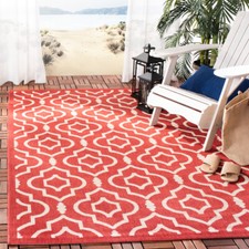 Tapis d'extérieur SAFAVIEH CY6926-248 collection cour rouge/os
