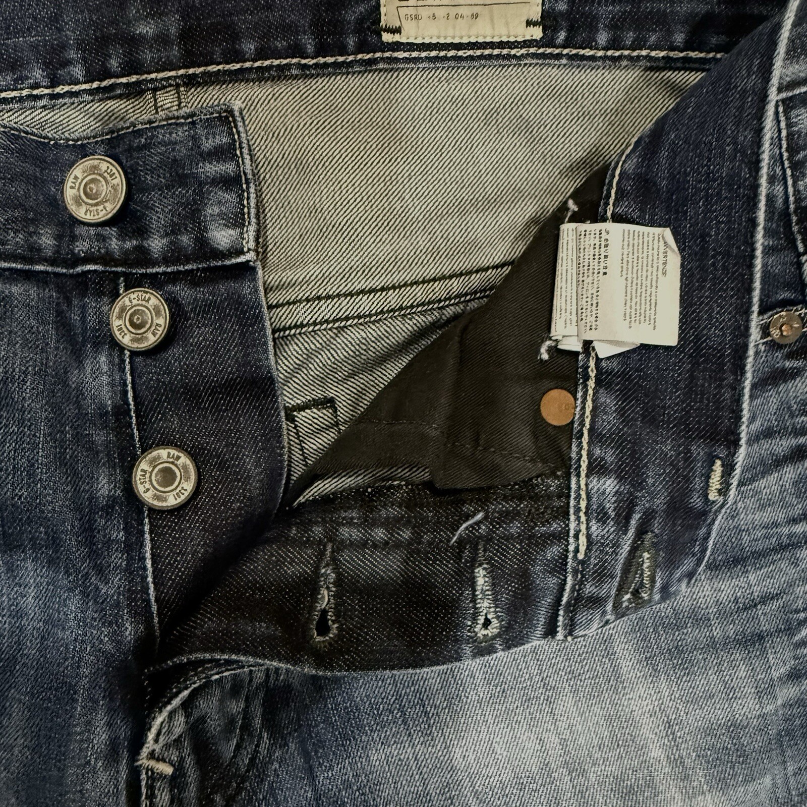 G Star Jeans Mens 33x30 Black Gray 3301 Raw Slim Button Fly Casual