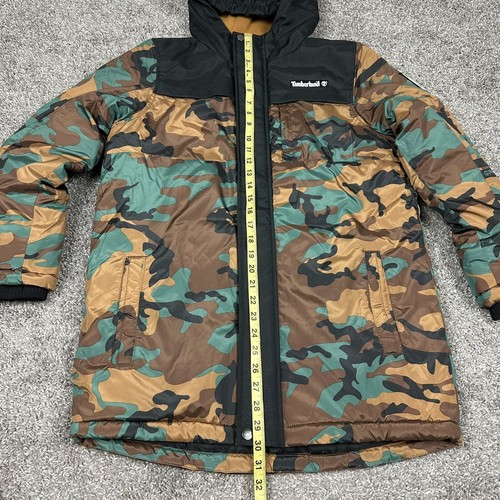 Timberland Boys Kids Puffer Coat Full Zip Hooded Jacket Sz L (14-16) Camouflage - Picture 17 of 20