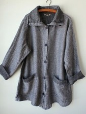 Flax Designs Linen Artisan Jacket L Nwt Onyx Lattice Gauze