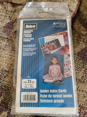 Ibico laminating pouches.  5 mil.  4 1/4'' x 6 1/4''  contains 25 pieces.  #50255
