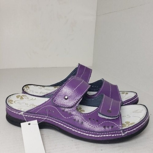 Coolers Premier Women's Purple Leather Open Toe Slip-On Slide Sandals Sz 6 - Picture 5 of 12