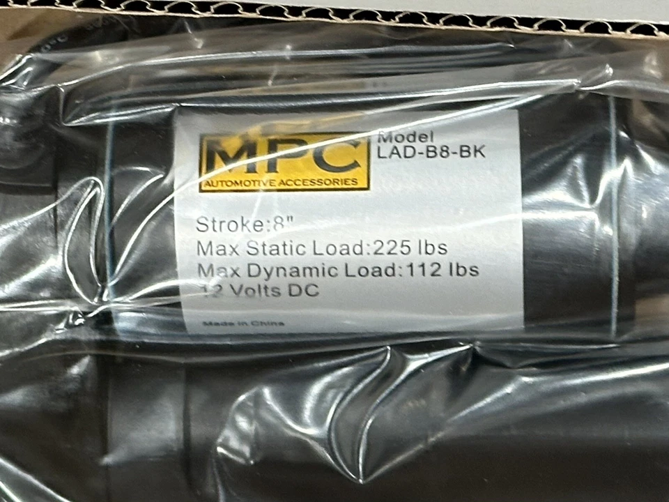 MPC LAD-B8-BK Heavy Duty Linear Actuator, 12V, 225 lb., 8" Stroke Black Finish - Image 4 of 4