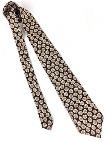 Gap Men's Short Silk Tie Geometric Black Brown Ivory Gold USA 3 5/8" W x 56" L - Picture 5 of 12