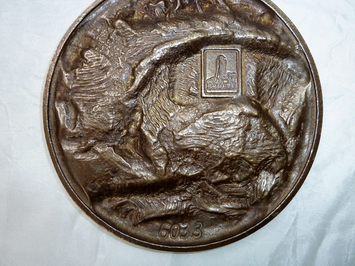 Bronzeplatte mit Hirschmotiv - Hirschplakette - Hirsch - Bronzerelief