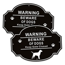 2 Pack Beware of Dog Sign Metal Aluminum Dog Warning Signs Reflective