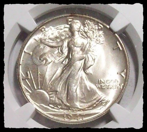 1947-P WALKING LIBERTY HALF DOLLAR Blast White Lustrous  NGC  MS-64   #10D18