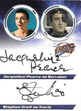 Blakes 7 Jacqueline Pearce as Servalan & Stephen Greif Dual Signed SIPG Card