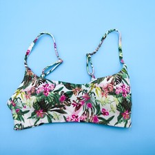 Victorias Secret Small White Floral Padded Pullover Bikini Top Swimwear Beach VS
