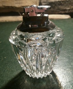 cigarette lighter crystal chrome clear japan cut glass table