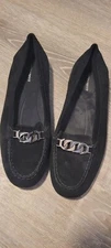 Easy Spirit Seantiria Black Leather Suede Flats Slip On Loafers Women's Sz 9½ W