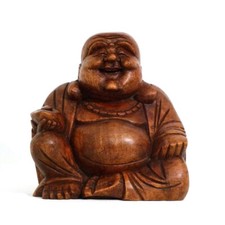 Happy Buddha Legno Figura Scultura Astratto IN Africa Asia Portafortuna
