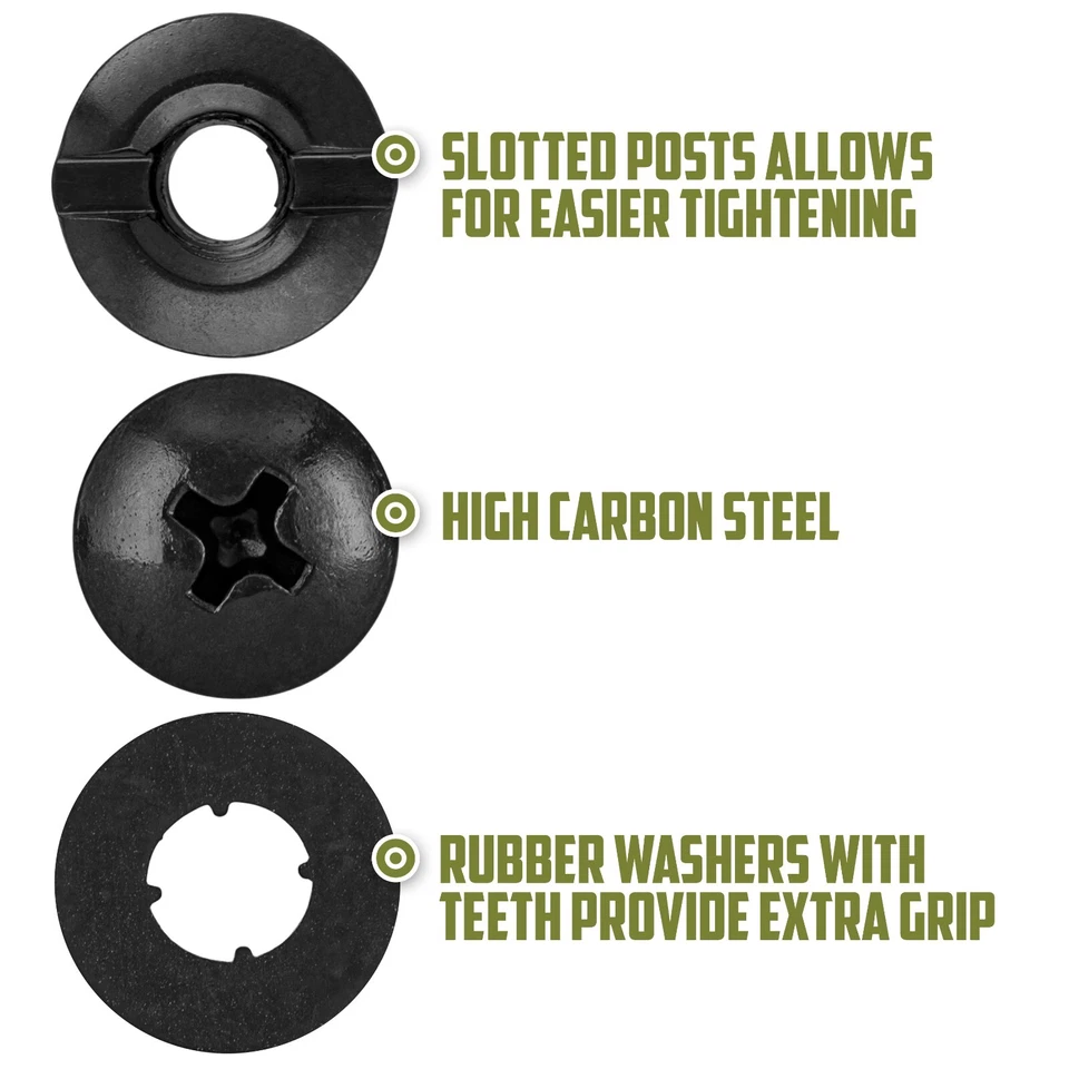 Black Chicago Screws, 12 Sets - 1/4" for DIY Kydex & Leather Gun Holsters/Clips - Image 4 of 4