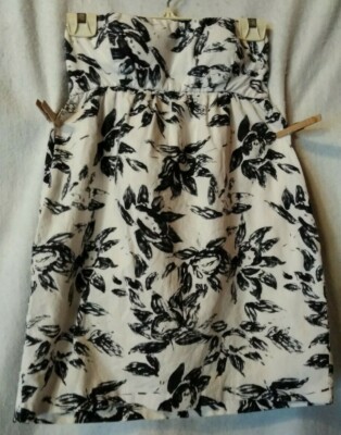 twenty one Women's M Black/White Linen Mini Dress Built in Bra Elastic Back  Exc | eBay