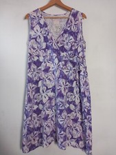 Mantaray purple floral sleeveless tie belt tunic dress wrap style sz 16 *flaw*