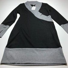 Exclusive Dress Size Medium Black Gray Crossover Bodice Soft Bodycon Sheath NWT