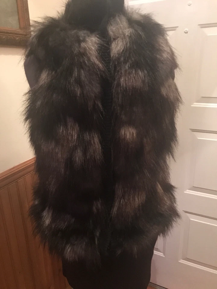 Cache Luxe MUJERES Talla Pequeña Gruesa Imitación Piel Chaleco Chaqueta Abrigo Gris Negro A Presión Foto 2 de 4