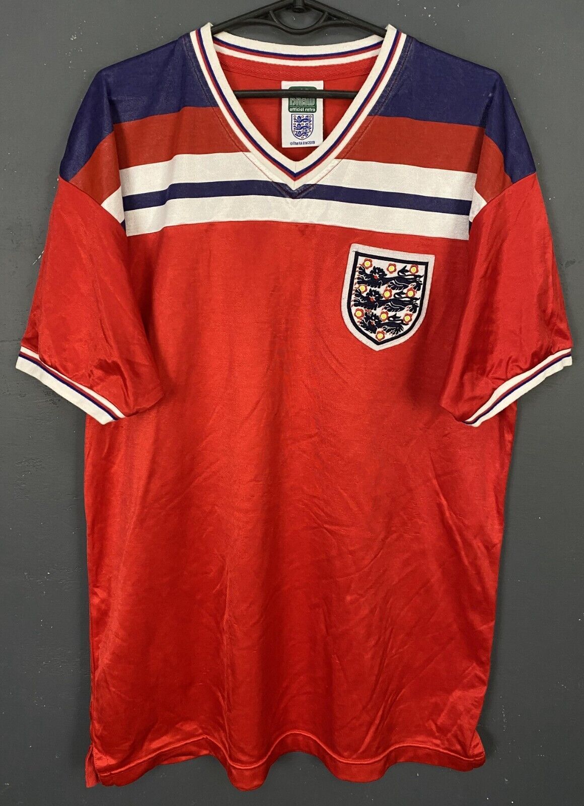 RETRO REPLICA MEN ENGLAND NATIONAL 1980/1982 SOCCER FOOTBALL SHIRT JERSEY SIZE L