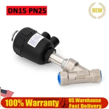 DN15 Pneumatic Angle Seat Valve Air Actuated Single Acting N/C Stainless Steel
