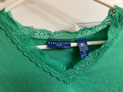 size 1X woman's short sleeve green shirt by Karen Scott Sport, 100% cotton - Picture 3 of 3