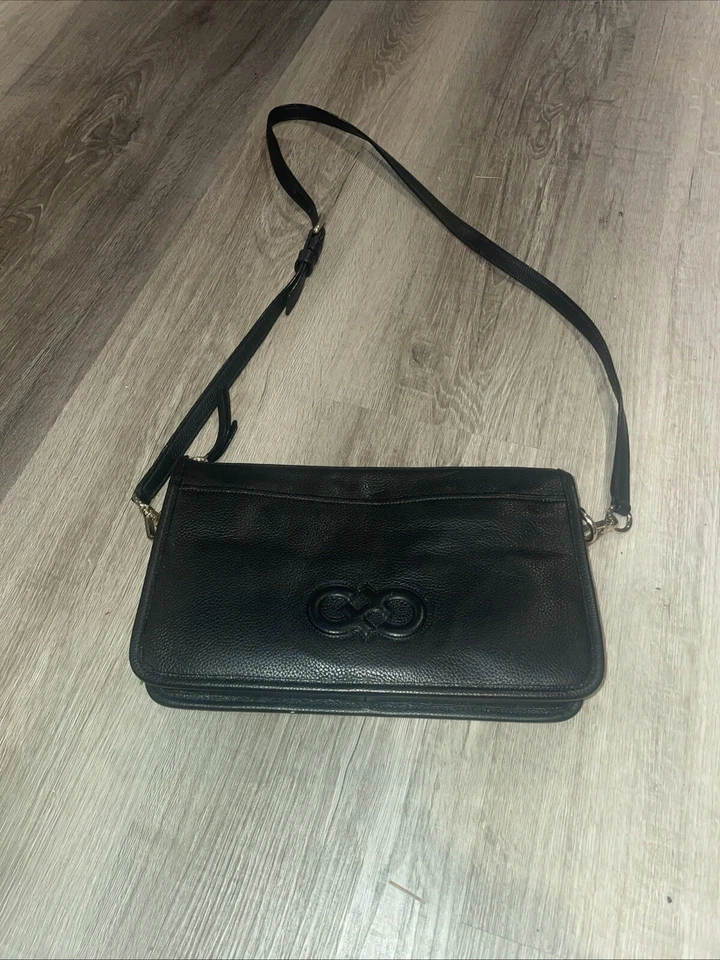 Cole Haan Crossbody Bag Womens Sm Black Leather Crossbody/clutch Blue Inside - Image 4 of 4