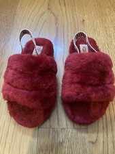 Kids Ugg  s Girls Slides Furry Size 11 Red Slip On