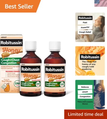 Real Honey Cough Suppressant DM - Effective Chest Congestion Relief, 2 x 8 fl oz