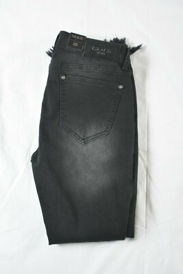 GRACE in LA Easy Fit Skinny Distressed Black Jeans EN-9400 Size