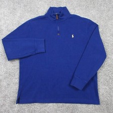 Suéter Polo Ralph Lauren Para Hombres Grande Azul Amarillo Piny Logo Cuarto Cremallera Pullover