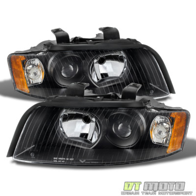 Black 2002-2005 Audi A4 S4 B6 Quattro Projector Headlights Replacement 02-05 Set