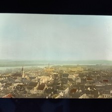 Magic Lantern Glass Slide Photo Yugoslavia Joining Of Sava And Danube Color