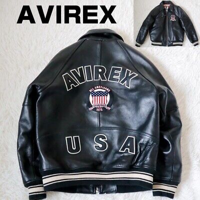 AVIREX USA Authentic Varsity Leather Jacket Size L | eBay