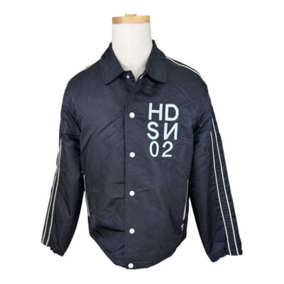 Hudson Black Nylon Padded Coach Green Lined Mens Snap Jacket Large