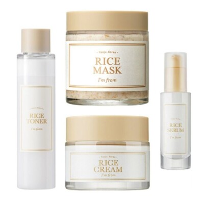 I'm from Rice Skin Care 4 Set Toner Serum Cream Scrub K-Beauty