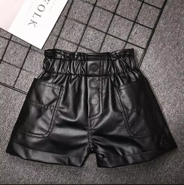 New Fashion Kids Child Faux Leather Shorts Girls Casual PU Short Pant  trousers