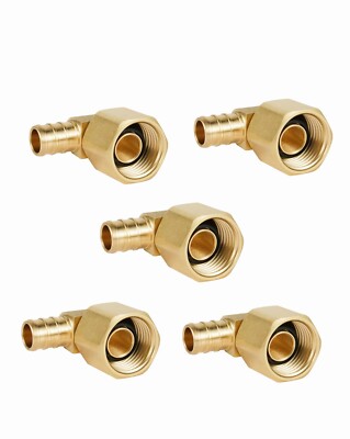 EFIELD 5PCS 1/2''PEX X 1/2''FEMALE METAL SWIVEL ELBOW BRASS CRIMP FITTING. NO LEAD