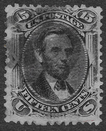 US Scott #91 Used F-VF E-Grill Abraham Lincoln 12c Black SCV $375
