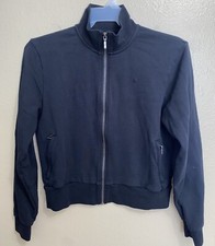 Zyia Active Sweatshirt Mock Neck Full Zip SZ M Zipper Pockets Long Sleeve Black