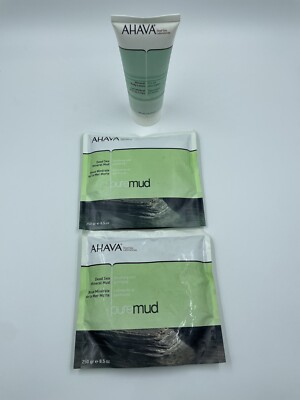 AHAVA DEADSEA WATER Mineral Body Lotion 3.4 + 2x Dead Sea MUD - LOT OF 3 -